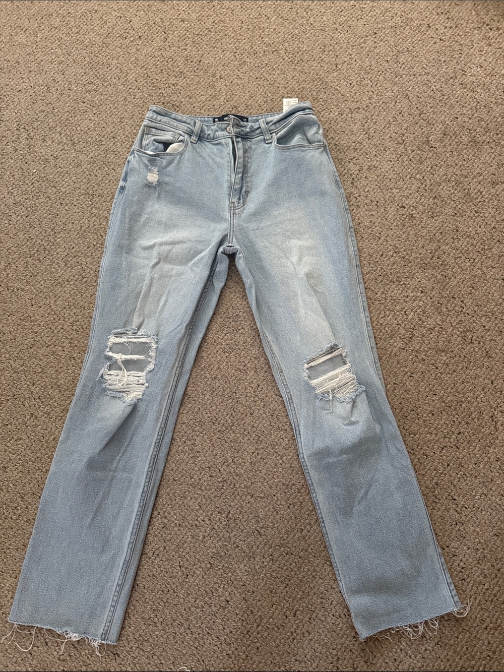 Hollister Light Blue Distressed Straight Leg Jeans
